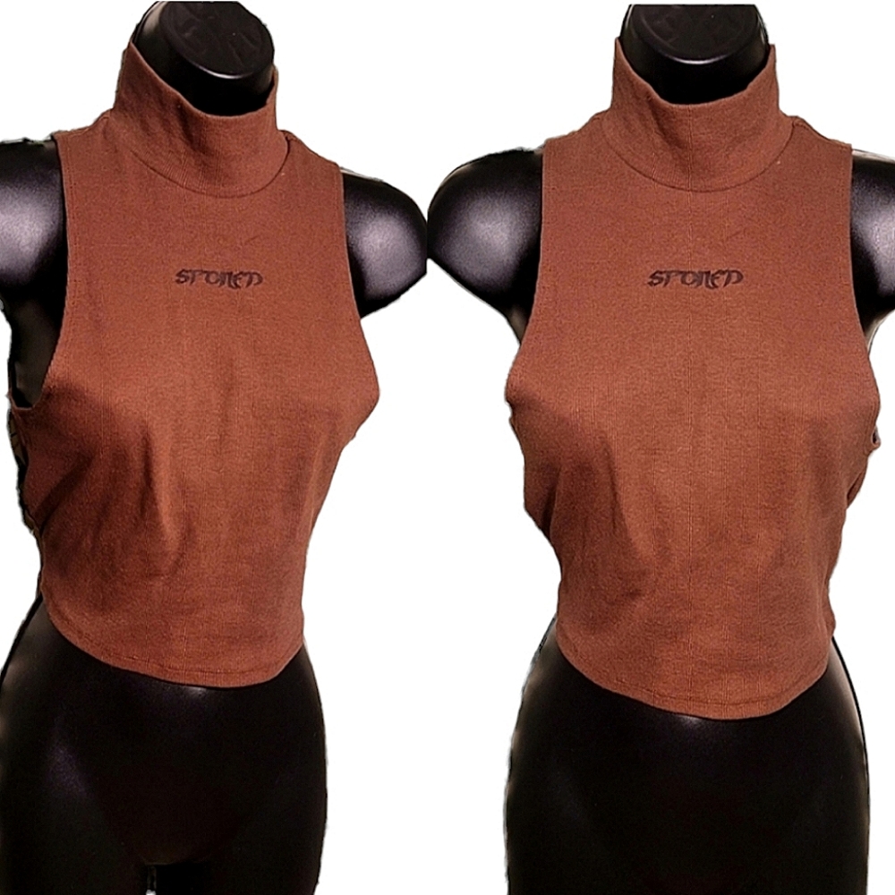 Forever 21 Brown Turtleneck Crop Tank Top